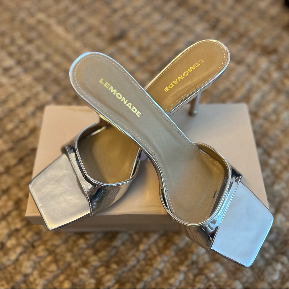 Lemonade Shiny Silver Heels